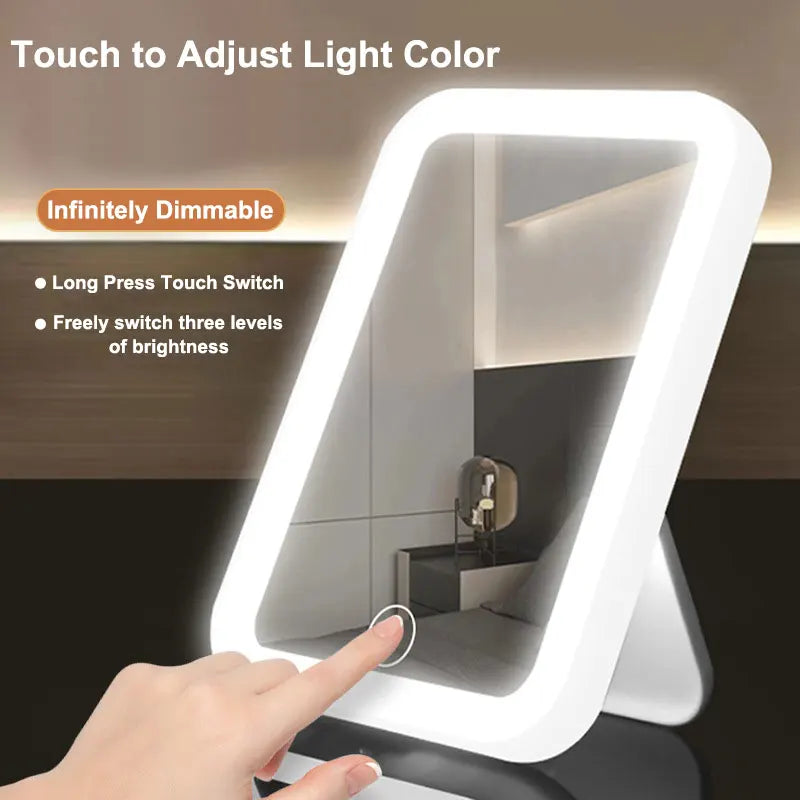 Portable LED Vanity Mirror – USB Rechargeable Makeup Mirror with Touch Control & 3 Light Modes